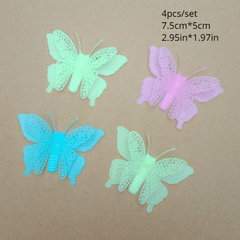 4pcs Luminous Butterfly Wall Stickers 3D Decorative Student Art Decor