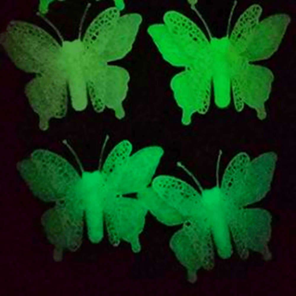 4pcs Luminous Butterfly Wall Stickers 3D Decorative Student Art Decor