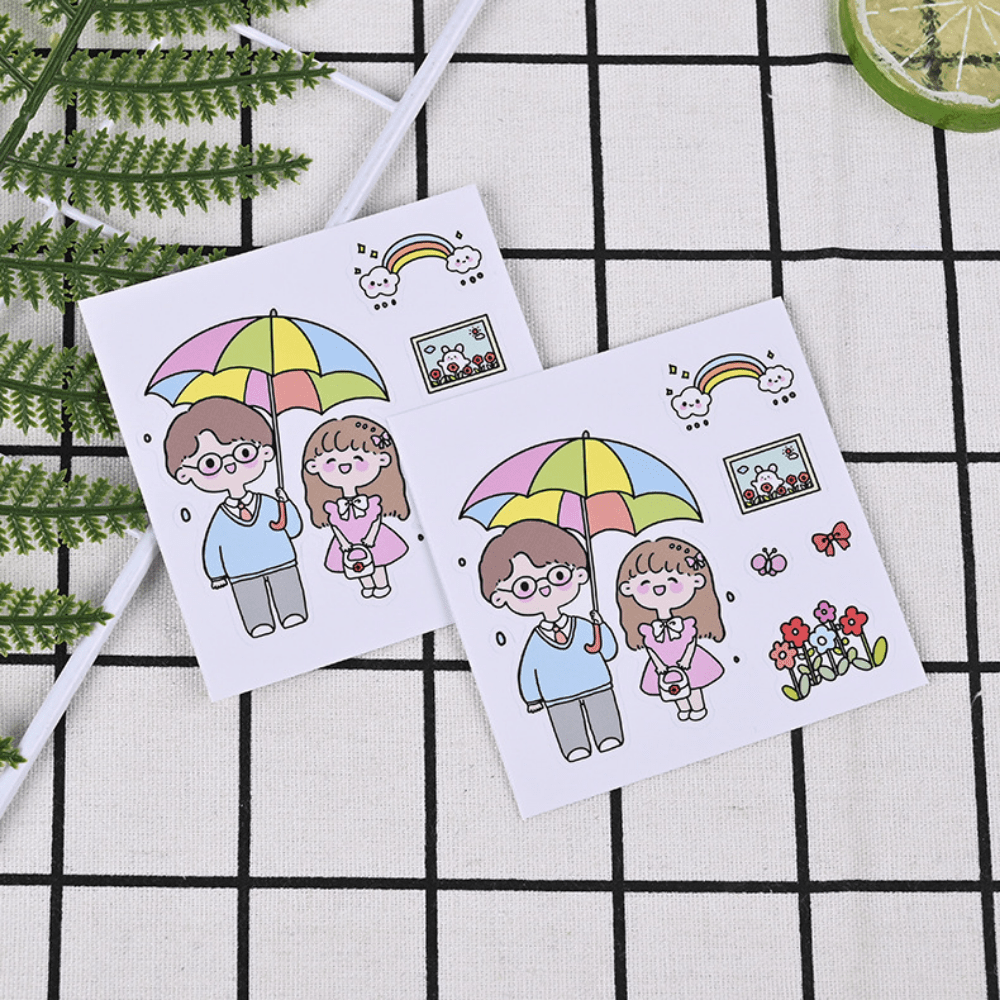 10pcs Random Cartoon PVC Waterproof Pencil Case Label Stickers