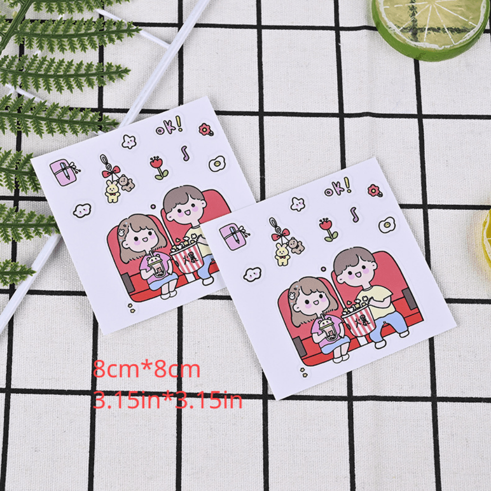 10pcs Random Cartoon PVC Waterproof Pencil Case Label Stickers