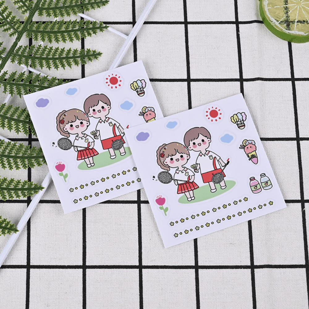 10pcs Random Cartoon PVC Waterproof Pencil Case Label Stickers