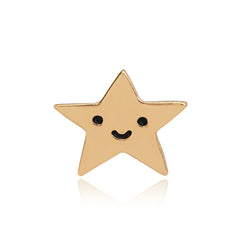 1pc Smile Face Pentagram Alloy Pin Clothing Bag Accessories Couple Pin