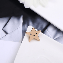 1pc Smile Face Pentagram Alloy Pin Clothing Bag Accessories Couple Pin