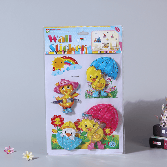 Yellow Ducklings 3D Children Bedroom Wall Stickers