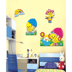 Yellow Ducklings 3D Children Bedroom Wall Stickers