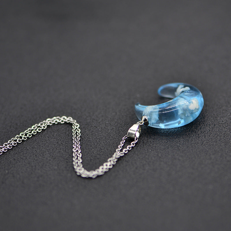 Luminous Sky Cloud Necklace Moon Resin Jewelry