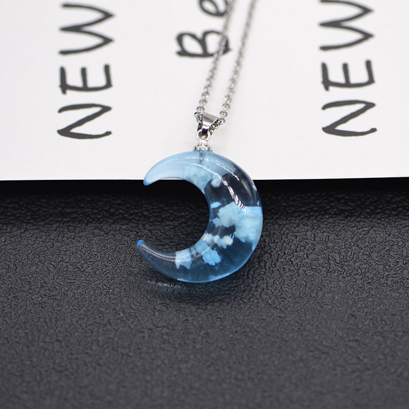 Luminous Sky Cloud Necklace Moon Resin Jewelry