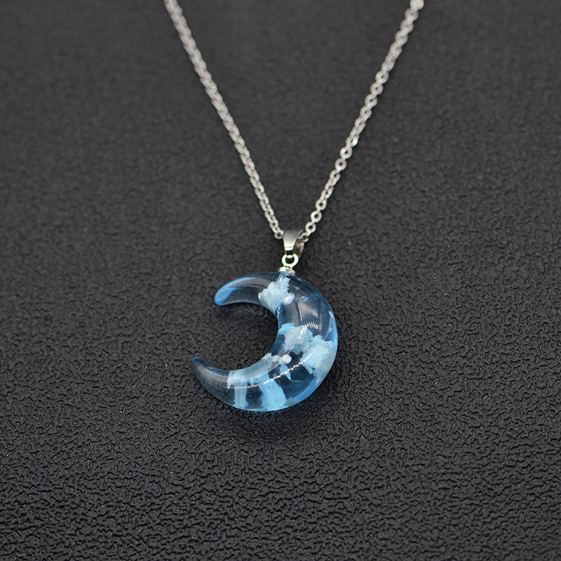 Luminous Sky Cloud Necklace Moon Resin Jewelry