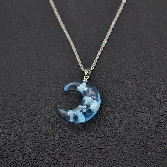 Luminous Sky Cloud Necklace Moon Resin Jewelry