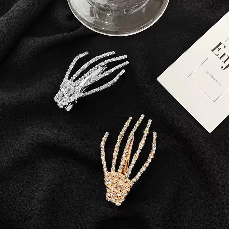Halloween Rhinestone Claw Hair Clip Punk Duck Billed Clip for Women Girls