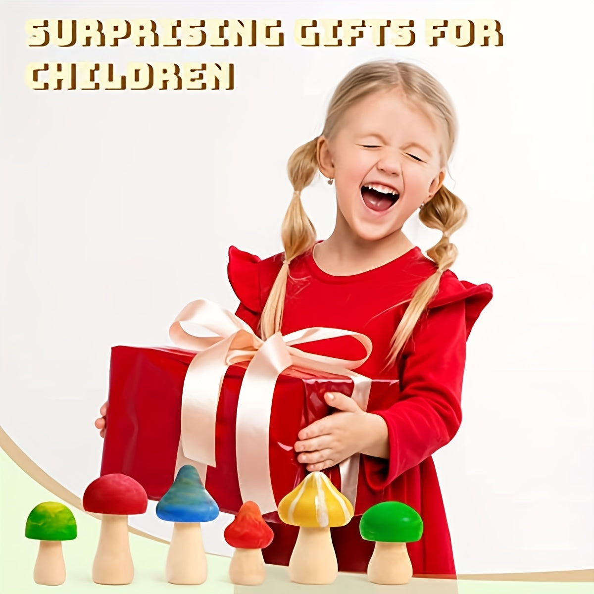 6pcs Wooden Mushroom Assortment for DIY Crafts and Decor