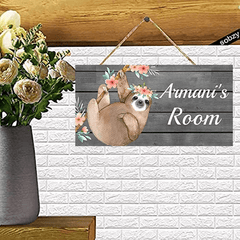 Floral Sloth Door Nursery Decorative Wood Sign