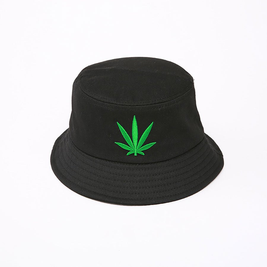 Leaf Embroidery Bucket Hat for Men Women Sun Protection