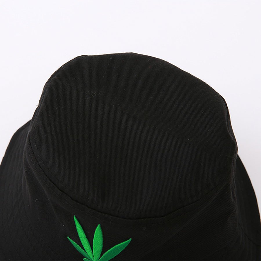 Leaf Embroidery Bucket Hat for Men Women Sun Protection