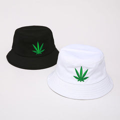 Leaf Embroidery Bucket Hat for Men Women Sun Protection