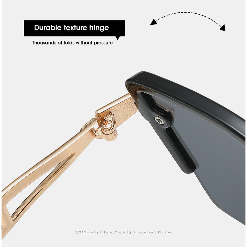 Y2K Semi Rimless Sunglasses Geometric Metal UV400 Sun Shades