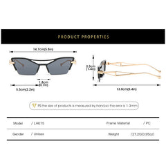 Y2K Semi Rimless Sunglasses Geometric Metal UV400 Sun Shades