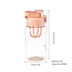 600ml Portable Water Bottle with Infuser - Ideal for Summer Sports, Travel