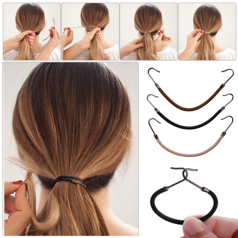 10pcs Elastic Hook Hair Tie Ponytail Holder Hooks Hair Rope