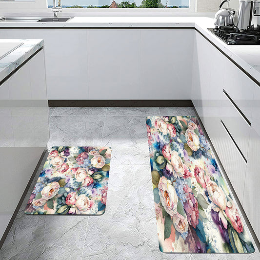 Flower Print Floor Mat Kitchen Bedroom Carpets Home Decor Area Washable