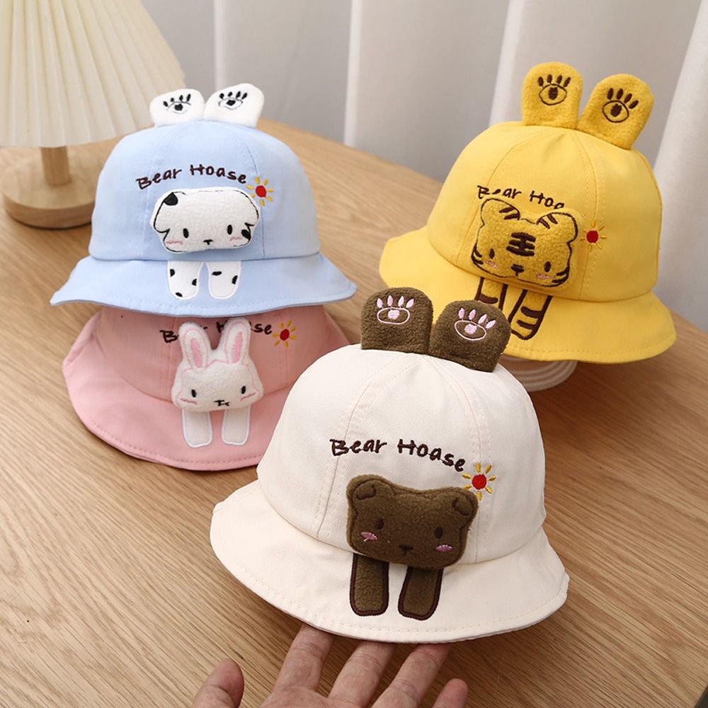 Kids Sunshade Bucket Hat w/ Animal Patterns for Outdoor Travel