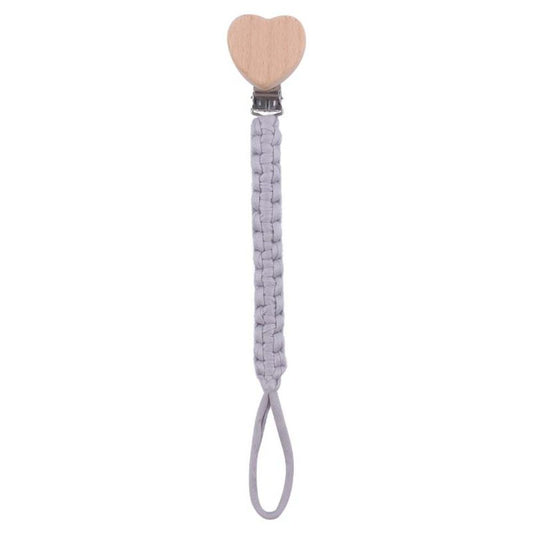 Braided Cotton Cloth Wooden Dummy Pacifier Clip for Baby Shower