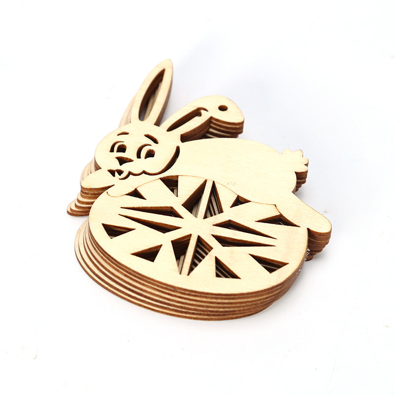 10pcs Kids Car Hanging Toy Wooden Craft Ornament Rabbit Chicken Home Decor
