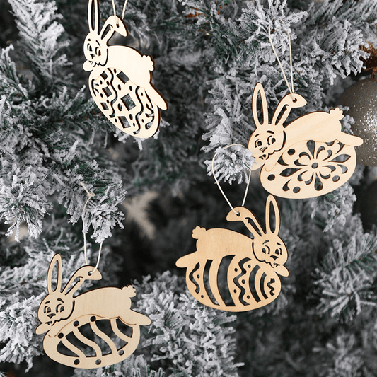 10pcs Kids Car Hanging Toy Wooden Craft Ornament Rabbit Chicken Home Decor