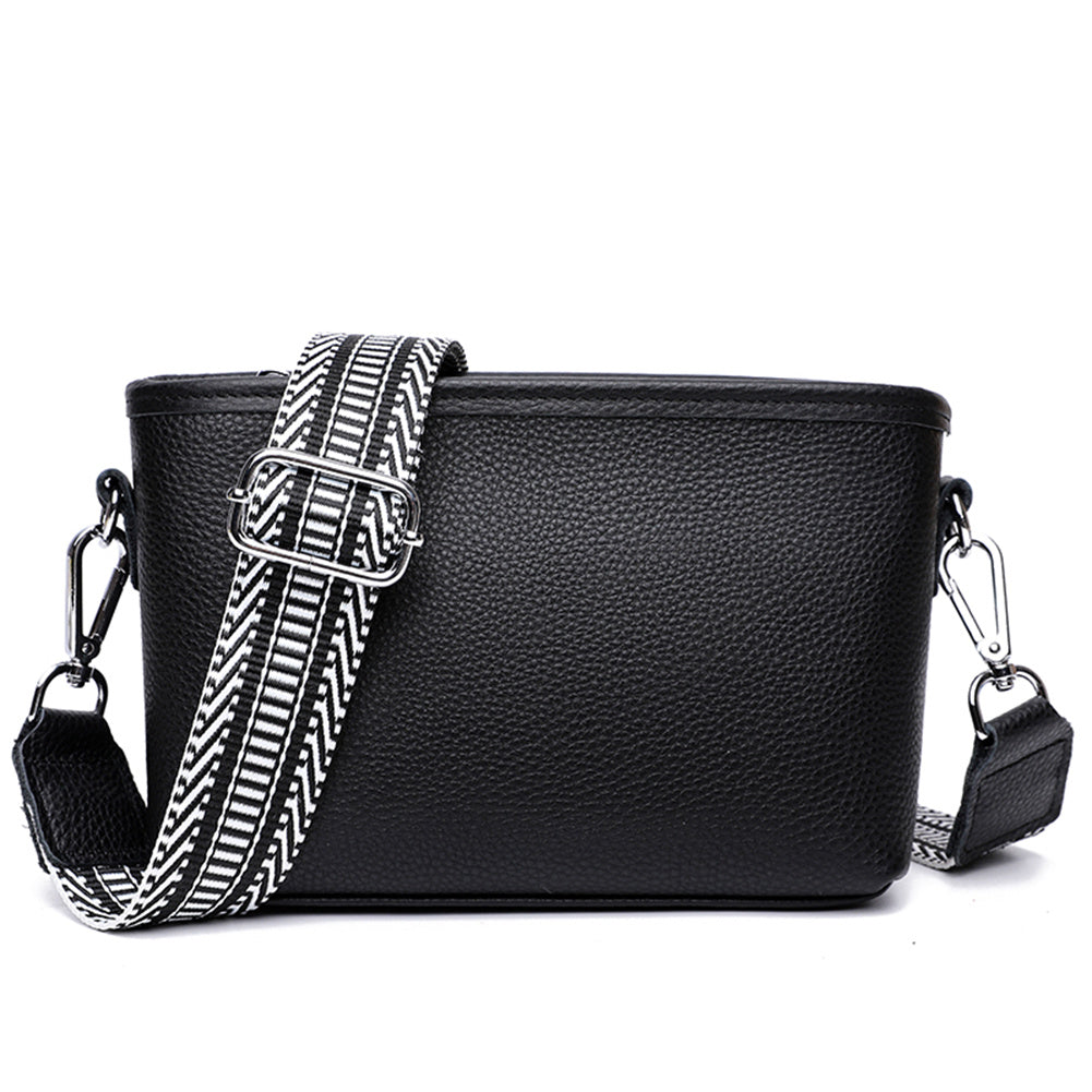 Wide Strap Crossbody Bag Vegan Leather Every Purse With Zipper