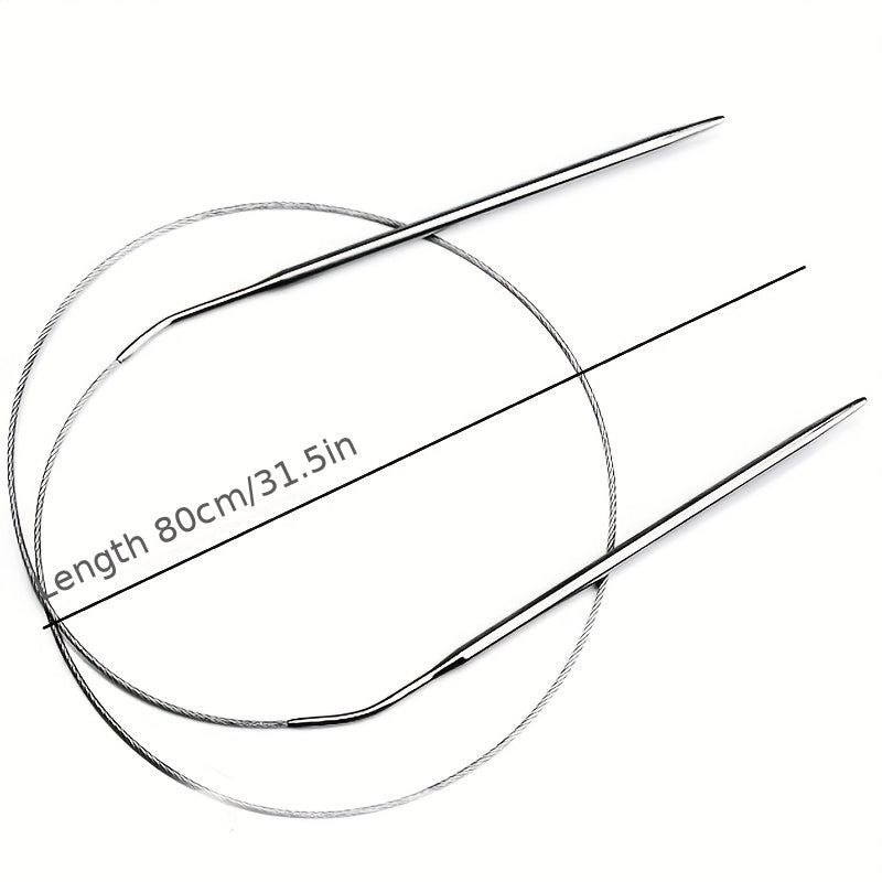 11pcs Stainless Circular Knitting Needles Crochet Weaving Pins