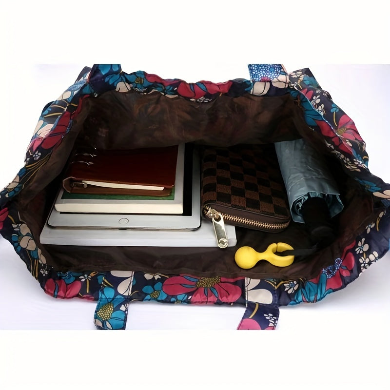 Vintage Flower Pattern Drawstring Backpack with Clutch Pouch