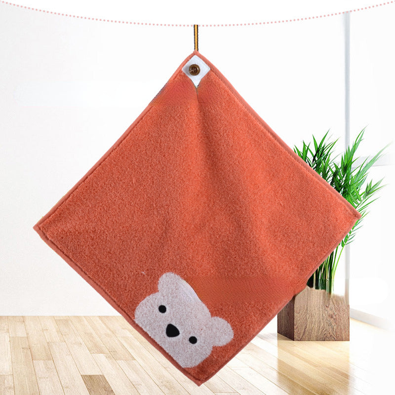 1pc Infant Cotton Towel Small Bear Pattern Towel 30cmX30cm Red Yellow