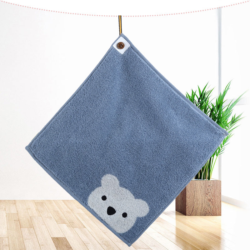 1pc Infant Cotton Towel Small Bear Pattern Towel 30cmX30cm Red Yellow