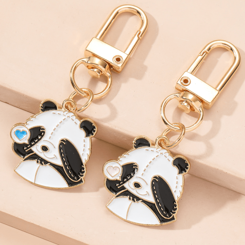 2pcs Panda Pattern Keychain Pendant Cartoon Panda Ornament Bag Accessories