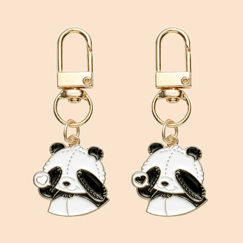 2pcs Panda Pattern Keychain Pendant Cartoon Panda Ornament Bag Accessories
