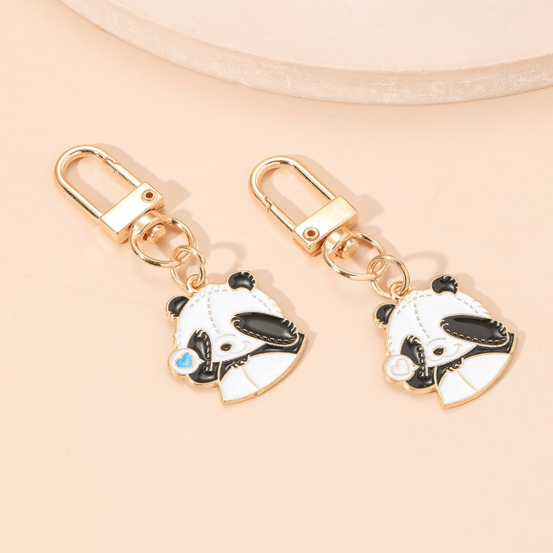 2pcs Panda Pattern Keychain Pendant Cartoon Panda Ornament Bag Accessories