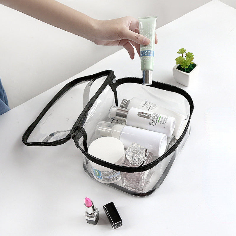 Clear Travel Toiletry Pouch with Zippers & Handle