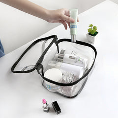 Clear Travel Toiletry Pouch with Zippers & Handle