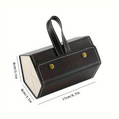 Stitch Detail Glasses Organizer Portable PU Leather Sunglasses Box Holder