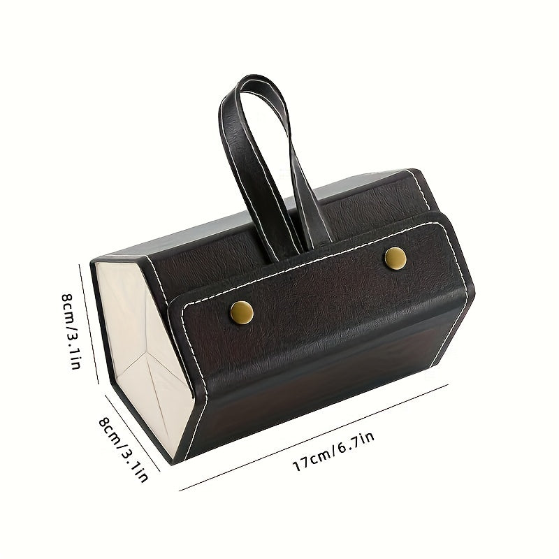 Stitch Detail Glasses Organizer Portable PU Leather Sunglasses Box Holder