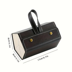 Stitch Detail Glasses Organizer Portable PU Leather Sunglasses Box Holder
