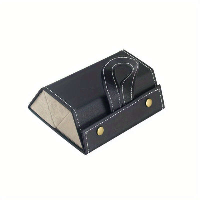 Stitch Detail Glasses Organizer Portable PU Leather Sunglasses Box Holder