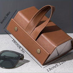 Stitch Detail Glasses Organizer Portable PU Leather Sunglasses Box Holder