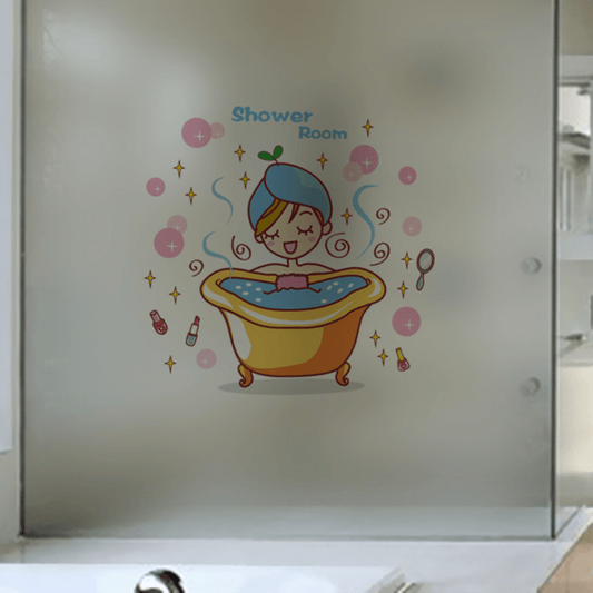 Cute Cartoon Toilet Closestool Shower Wall Stickers