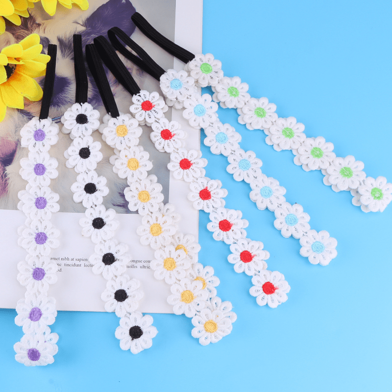 Soft Lace Headband Elastic Daisy Hair Band Summer Girls Hair Accessories