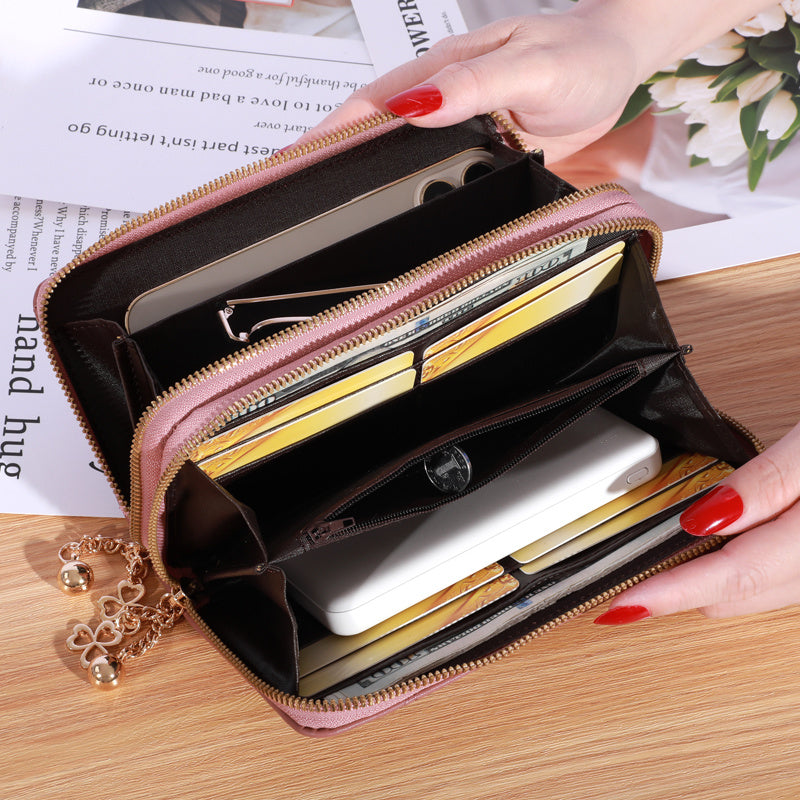Argyle Quilted Double Zipper Long Wallet Clutch Purses