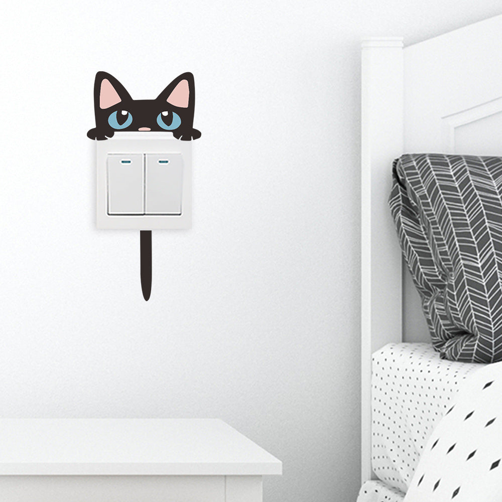 Cat Switch Stick Animal Decorative Wall Sticker PVC Adhesive