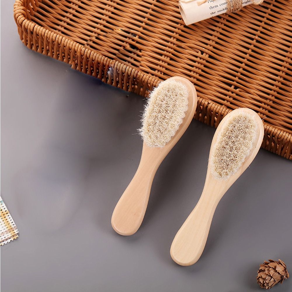Natural Wool Baby Wooden Brush Soft Bristle Massage Bath Brush