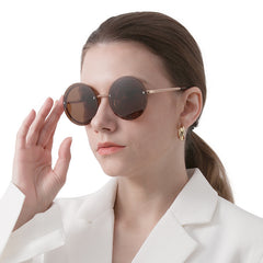 Y2K Round Rimless Sunglasses Chain Charm UV400 Summer Beach Party