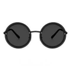Y2K Round Rimless Sunglasses Chain Charm UV400 Summer Beach Party